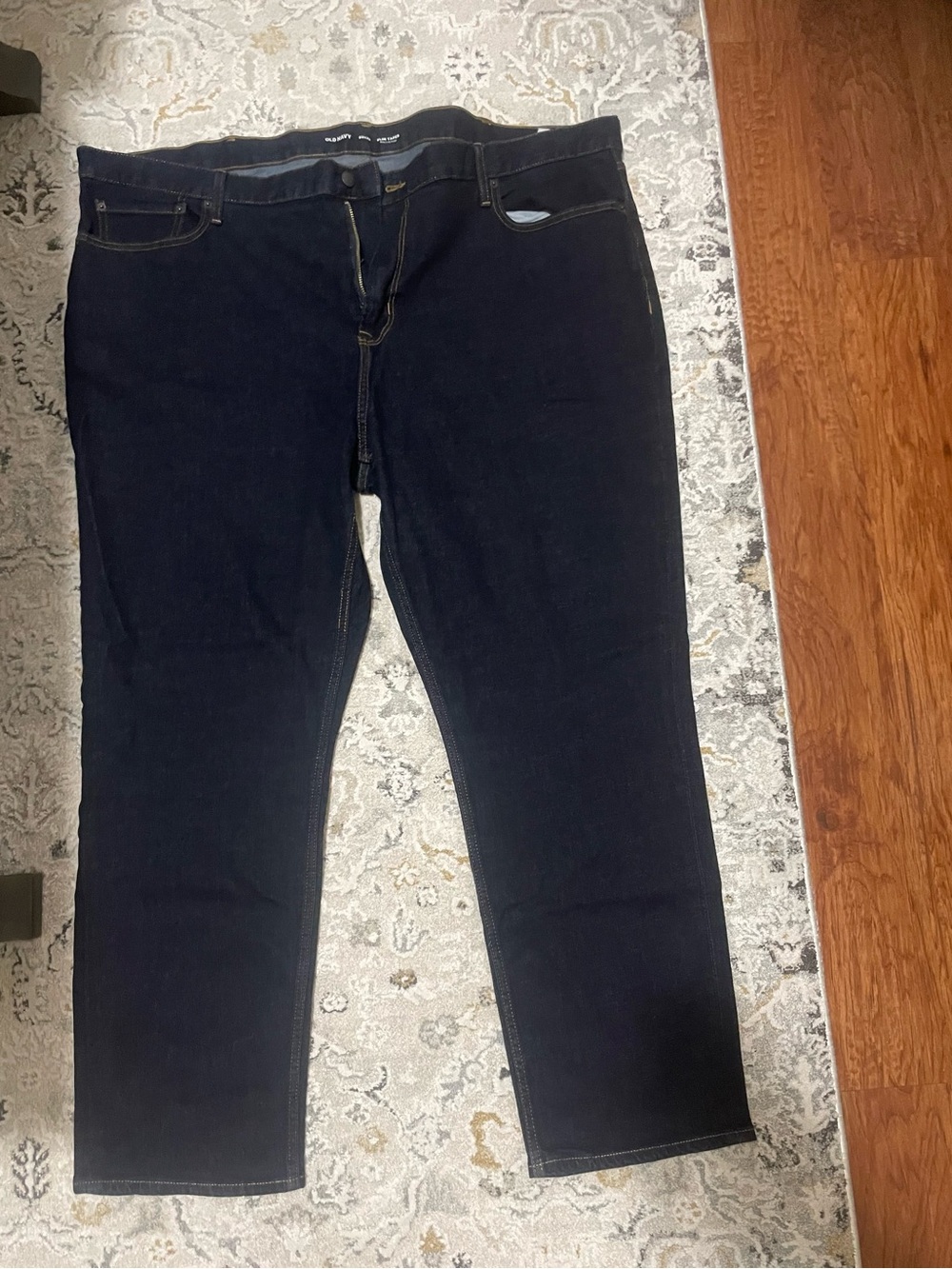 Old Navy Dark Blue High-Rise Men’s Jeans Contrast Stitch-Slim Taper-Never Worn